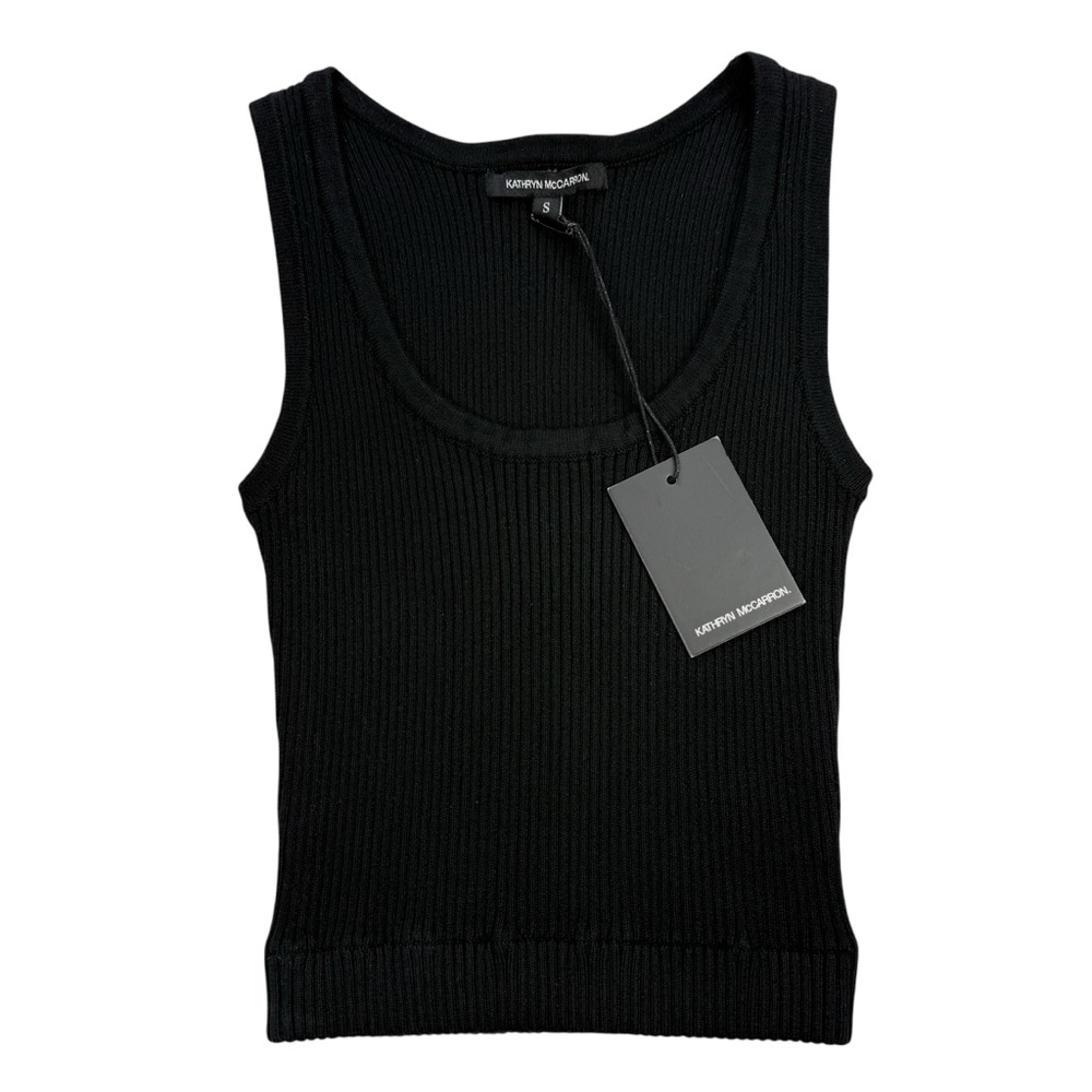 Kathryn McCarron Bardot Perfect Fit Ribbed Cotton/Cashmere Crop Top, NWT, S